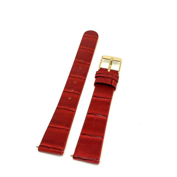 Invicta Watch Replacement Band Red Leather 16mm Lug Gold Tone Steel Clasp - Picture 4 of 7